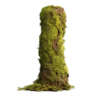 AI generated Green moss on rotten bark tree clip art png