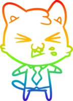 arco Iris gradiente linha desenhando do uma desenho animado gato sibilando png