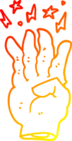 warm gradient line drawing of a cartoon spooky magic hand png