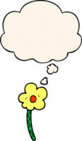 tecknad serie blomma med trodde bubbla i komisk bok stil png