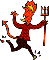 cartoon doodle devil with pitchfork png