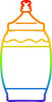 rainbow gradient line drawing of a cartoon ketchup bottle png