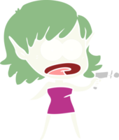 flat color style cartoon shocked alien girl with ray gun png
