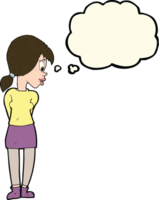 Cartoon hübsches Mädchen mit Gedankenblase png
