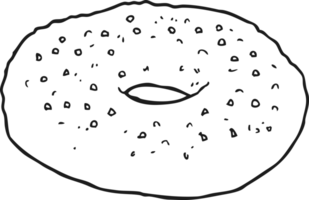 hand drawn black and white cartoon bagel png