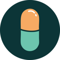 iconic tattoo style image of a pill png