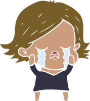 flat color style cartoon girl crying png