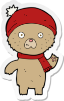 sticker van een cartoon zwaaiende teddybeer png