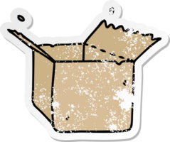 distressed sticker of a quirky hand drawn cartoon open box png