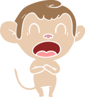 bâillement singe de dessin animé de style plat couleur png