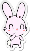 autocollant en détresse d'un lapin de dessin animé mignon png