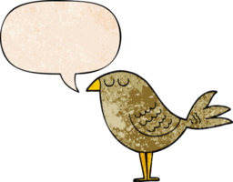 cartoon bird with speech bubble in retro texture style png