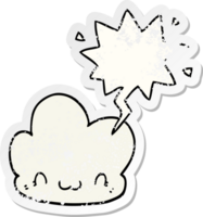 cartoon cloud with speech bubble distressed distressed old sticker png