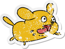 hand drawn distressed sticker cartoon of cute kawaii dog png