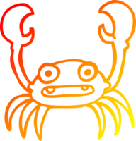 warm gradient line drawing of a cartoon crab png