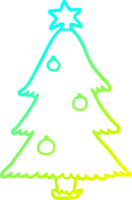 cold gradient line drawing of a christmas tree png