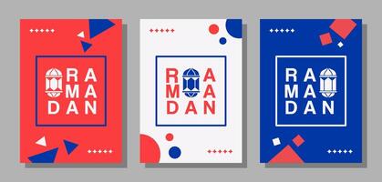 Set of vector Ramadan templates for posters, cards, covers, and others. Trendy and minimal design with abstract geometric shapes.