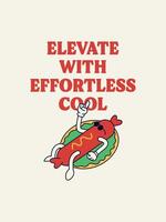 Retro sausage mascot with Elevate with Effortless Cool Tagline. vector