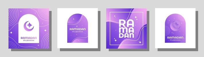 Set of vector Ramadan Mubarak templates for posters, cards, covers, and others. Beautiful design with a smooth gradient.
