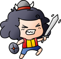 hand drawn gradient cartoon of kawaii viking child png