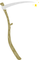 flat color illustration of sharp scythe png