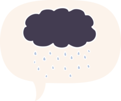 cartoon cloud raining with speech bubble in retro style png