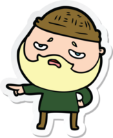 sticker van een cartoon bezorgde man met baard png