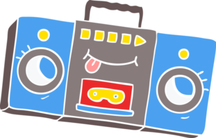 flat color style cartoon retro cassette tape player png