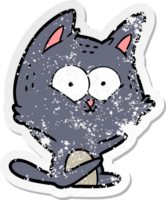 distressed sticker of a cartoon cat png