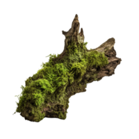 AI generated Green moss on rotten bark tree clip art png