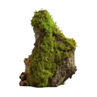 AI generated Green moss on rotten bark tree clip art png