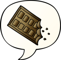 cartoon bar of chocolate with speech bubble in smooth gradient style png