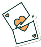 sticker of tattoo in traditional style of a torn card png