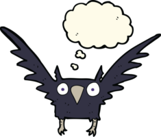 cartoon spooky bird with thought bubble png