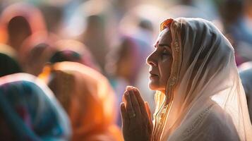 ai generado personas asistiendo un religioso ceremonia foto