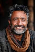 AI generated emotional portrait of happy pakistani man, ai generated photo
