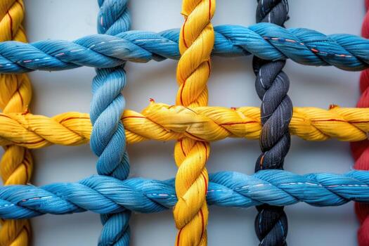 AI generated diverse ropes connected together as symbol for cooperation and working collaboration. ai generated photo