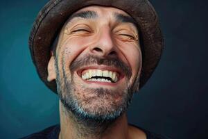 AI generated emotional portrait of happy arab man. ai generated photo