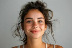 AI generated emotional portrait of happy woman. ai generated photo