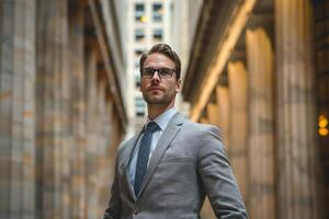 AI generated male lawyer in cabinet or library. ai generated photo