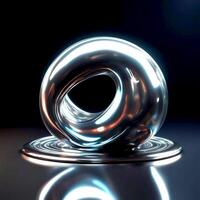 AI generated Holographic abstract 3d rounded shape. photo