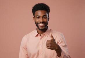 AI Generated Confident Man Giving Thumbs Up photo