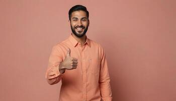 AI Generated Content Man Giving Single Thumbs Up photo