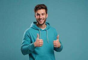 AI Generated Lighthearted Man Giving Double Thumbs Up photo