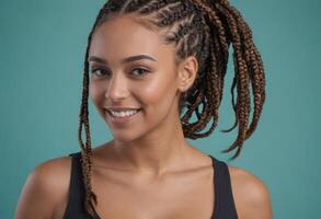 AI Generated Woman with Braids and Natural Look photo