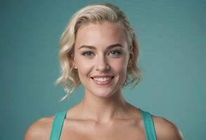 AI Generated Blonde Woman with a Bright Smile photo