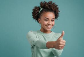 AI Generated Upbeat Thumbs Up Gesture photo