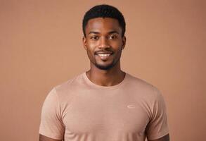 AI Generated Confident Man in Peach Tee photo