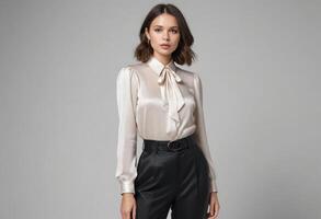 AI Generated Professional Woman in Blouse photo