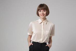 AI Generated Young Woman in Casual Work Attire photo